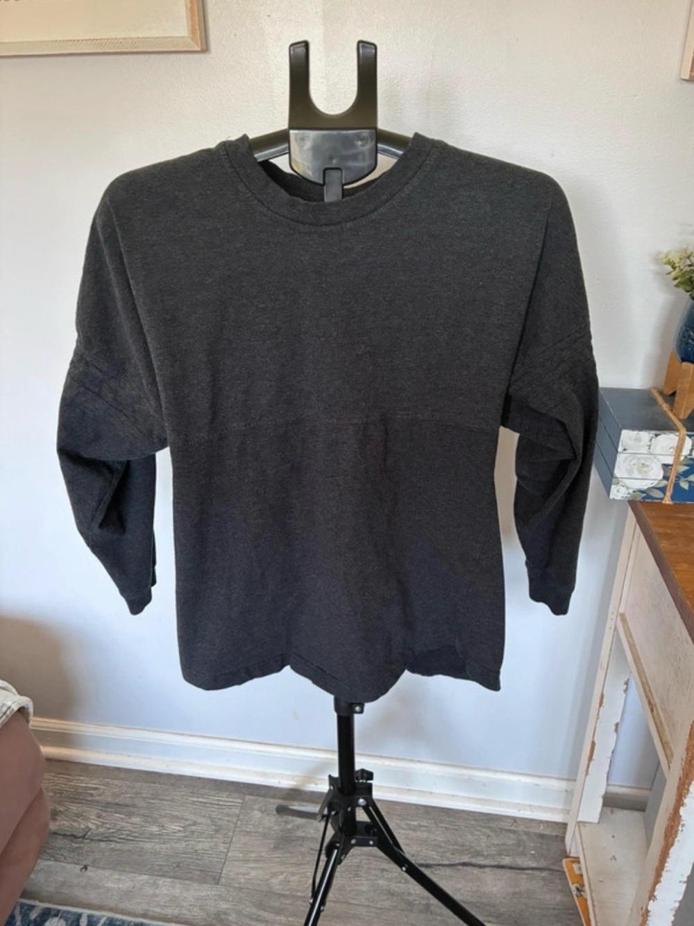 Black Crewneck Long-Sleeve Shirt